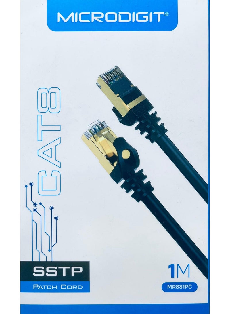CAT8 SSTP Ethernet Patch Cable – 1 Meter (10Gbps, Gold-Plated RJ45) - MR881PC